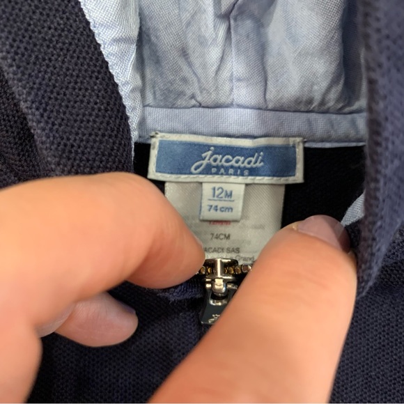 Jacadi Baby Boy Navy Blue Zip Up Hoodie - 12 Months - Picture 7 of 7